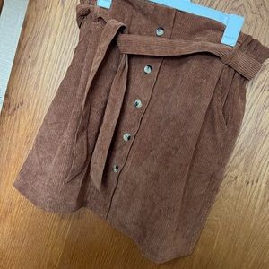 Brown Corduroy Button Up Skirt